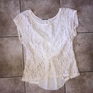 Cream Lace Top with Bow Back Detail